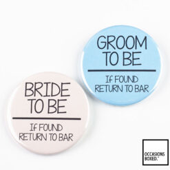 Bride & Groom If Found Return To Bar Pin Badges