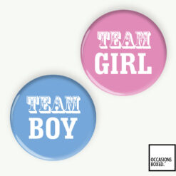 Team Boy And Girl Gender Reveal Pin Badge Set